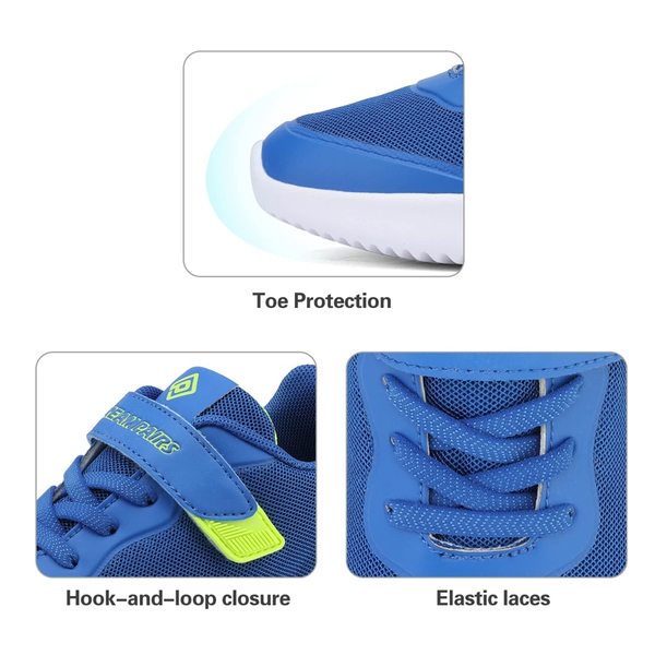 [EZ-Ons BreezeRunners] Breathable And Lightweight Kids Running Sneakers - ROYAL BLUE NEON - 3